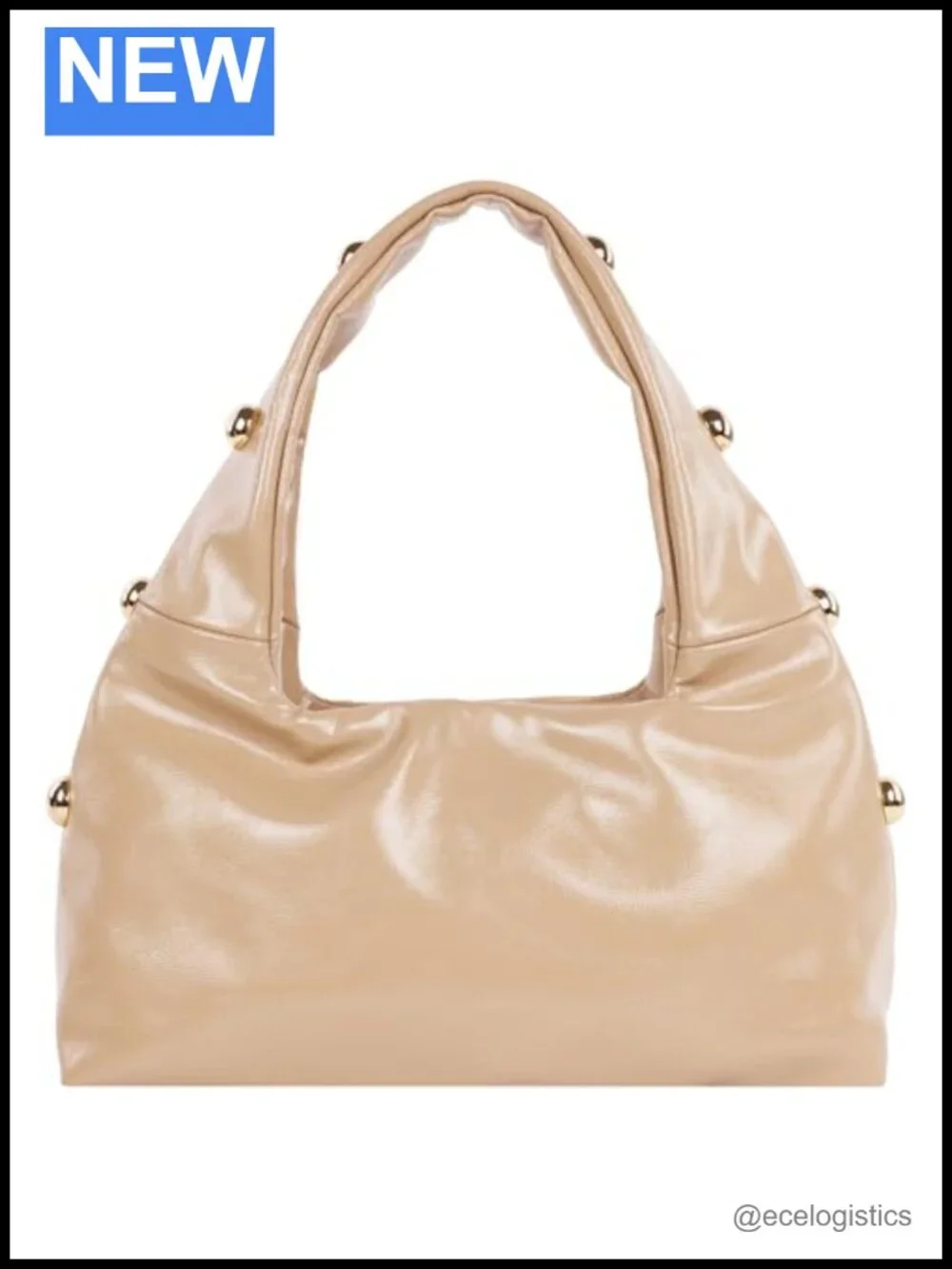 Jason Wu Studded Shoulder Bag, Crackled High Gloss, Gold Hardware, Satchel
